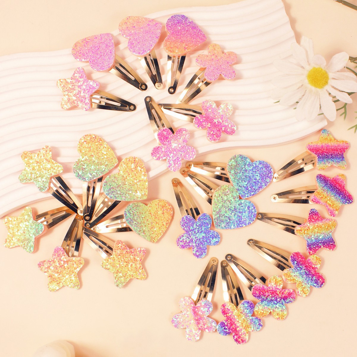 Glitter Sparkle Tic Tac Snap Pins - Set of 6 - Twisty Locks - Kids and Women Hair Accessories, Fashion Clothing and Jewellery India