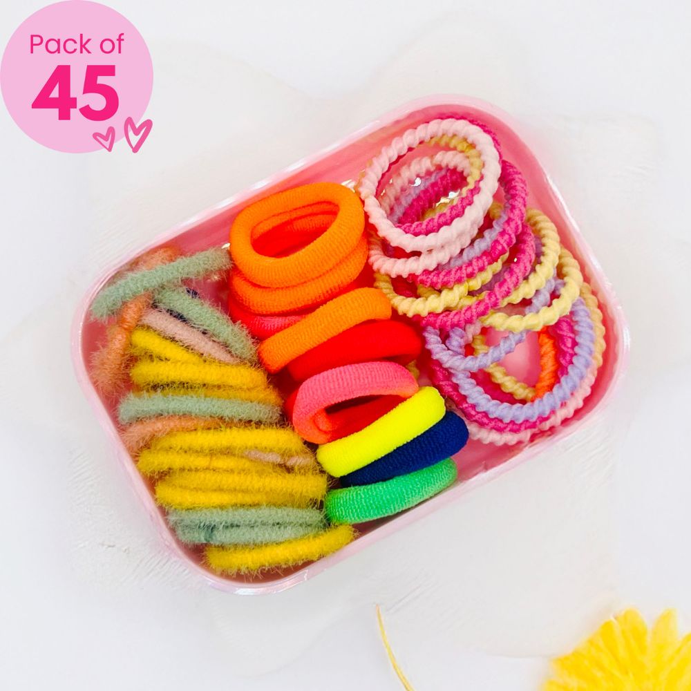 45pcs Mixed Hair Ties Box