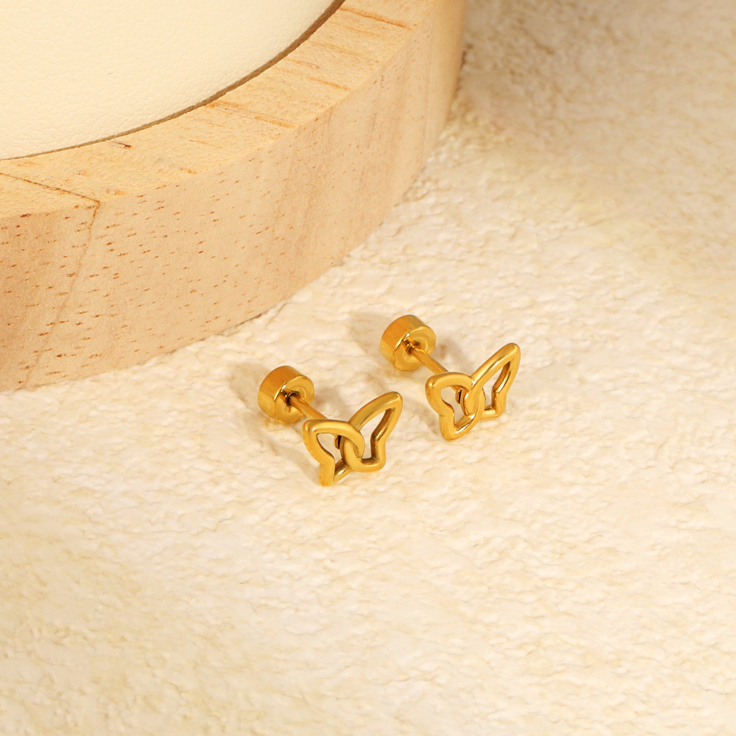 Butterfly Knot gold earrings packaging – gift-ready children's earrings by Twisty Locks