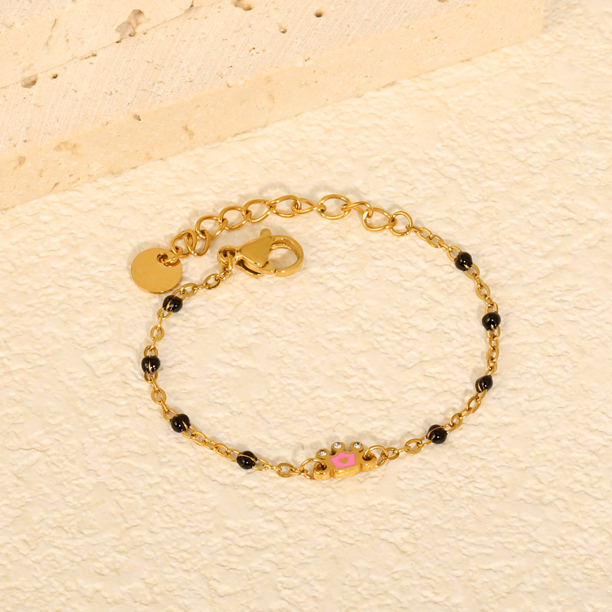 Pink Crown Nazariya 18K Gold Plated Children's Bracelet