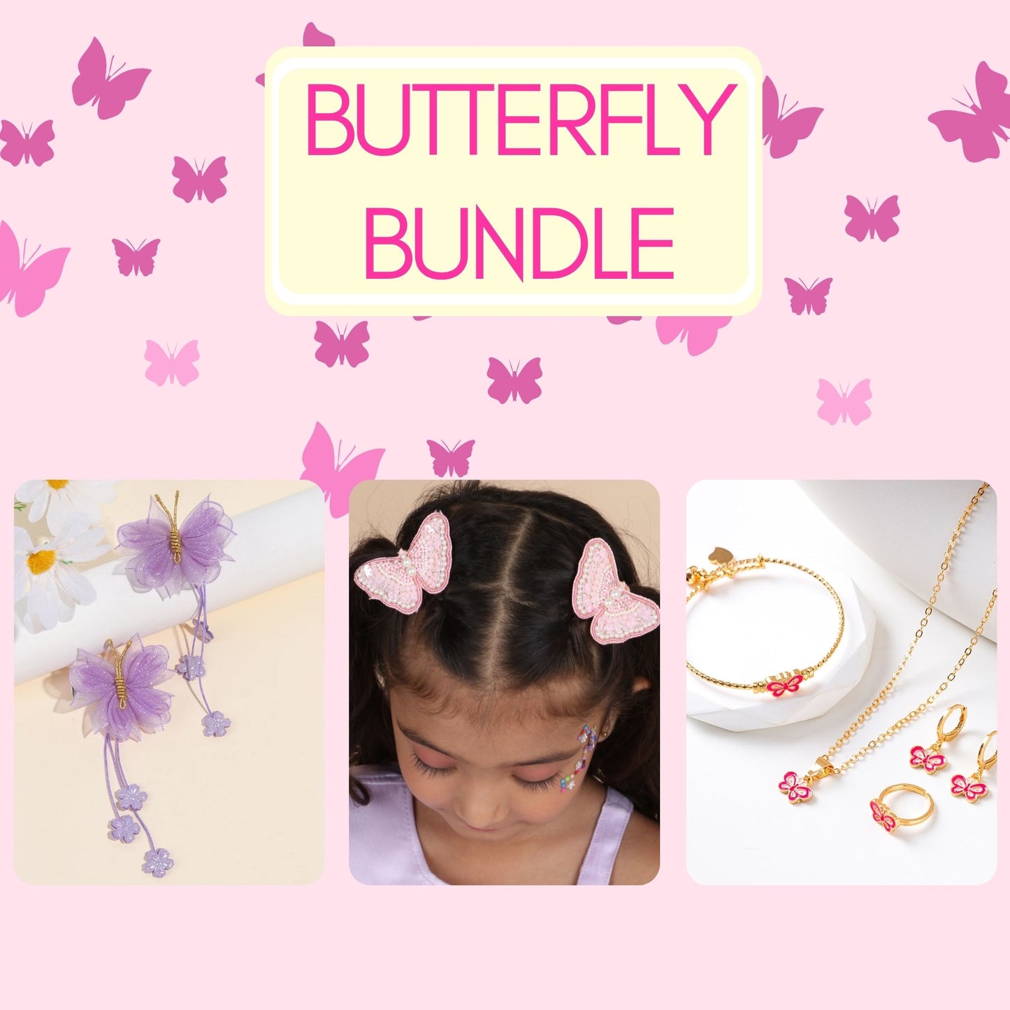 9 PIECE Butterfly Gift Bundle - Twisty Locks - Kids and Women Hair Accessories, Fashion Clothing and Jewellery India