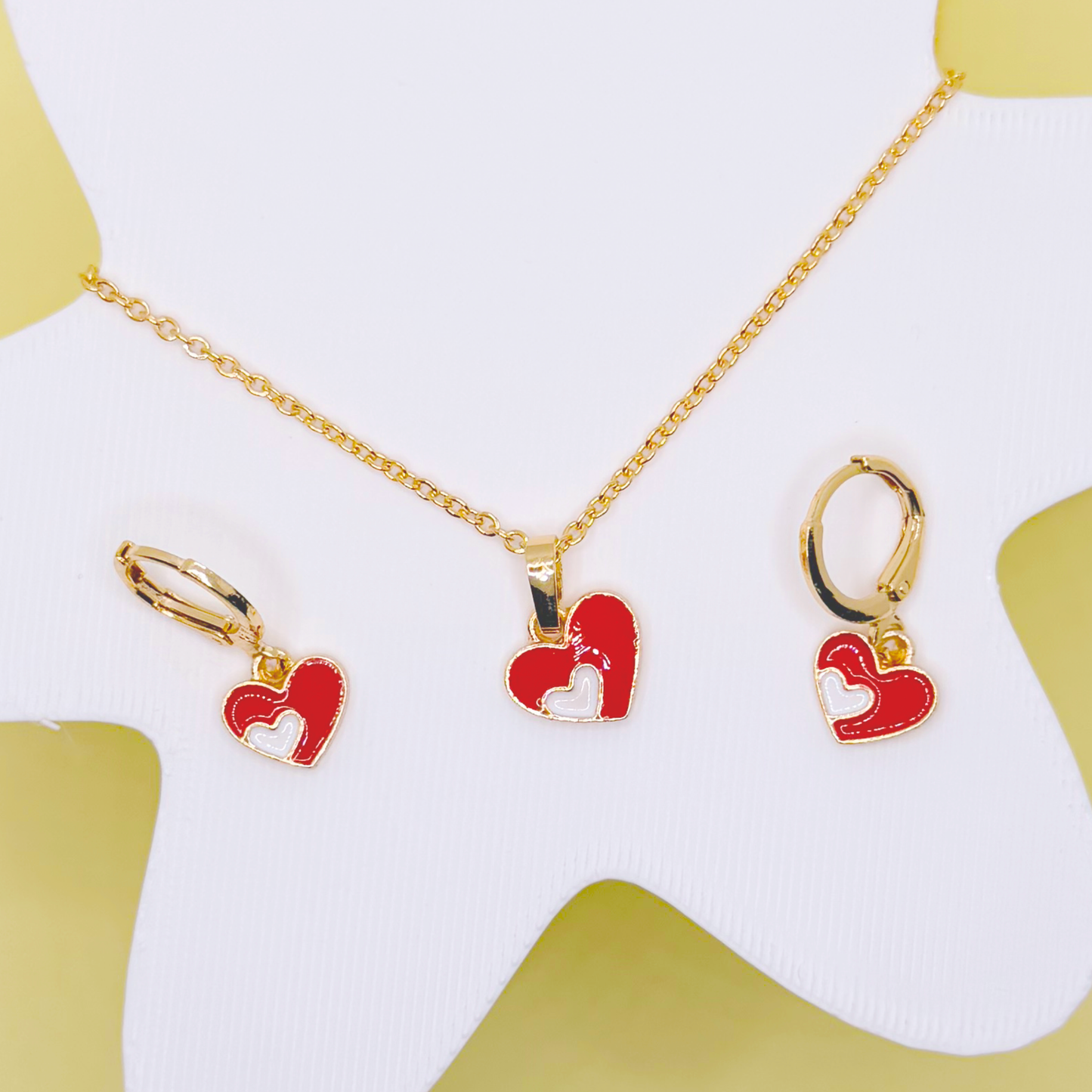 Red Hearts 3 Pc Jewellery Set