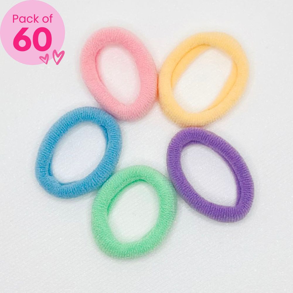 60 Soft Pastel Hair Ties (With Pouch)