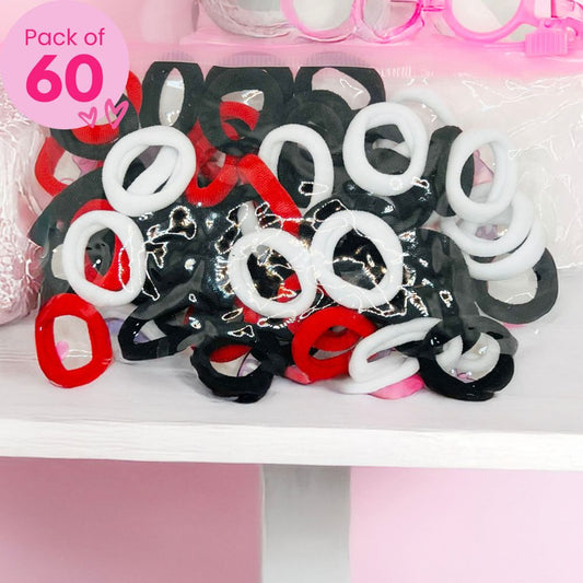 60 Soft Hair Ties - Back to School - (With Pouch) - Twisty Locks - Kids and Women Hair Accessories, Fashion Clothing and Jewellery India