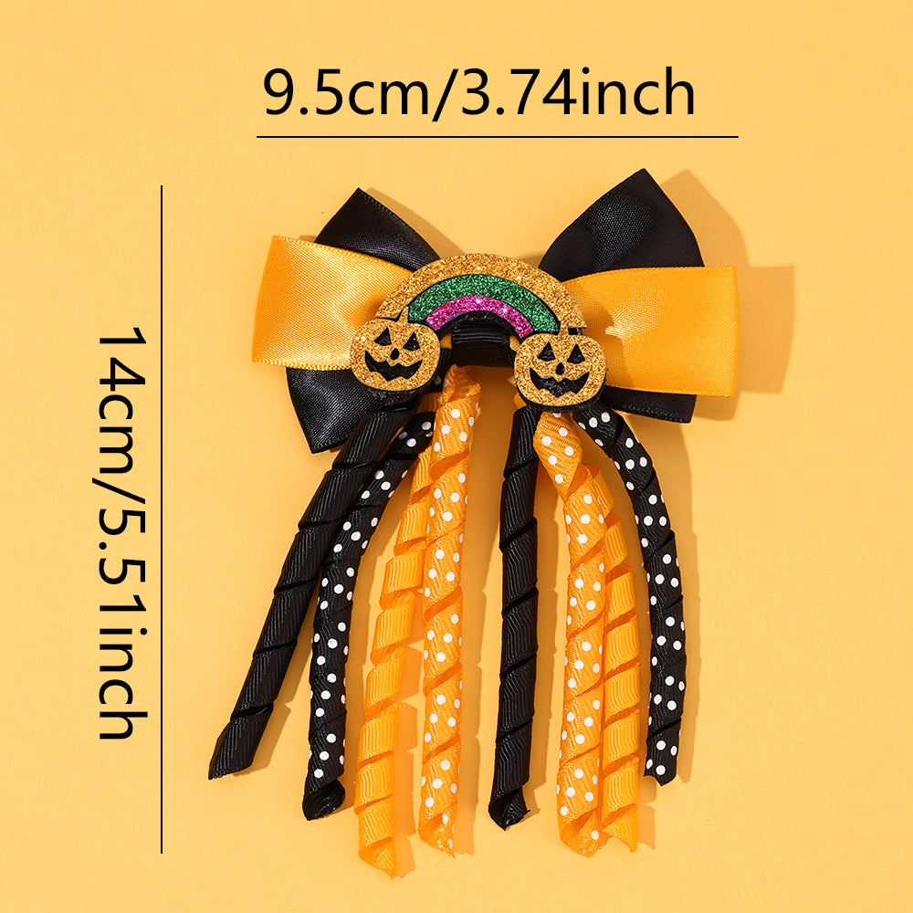 Pumpkin Rainbow Halloween Hair Bow - Set of 2