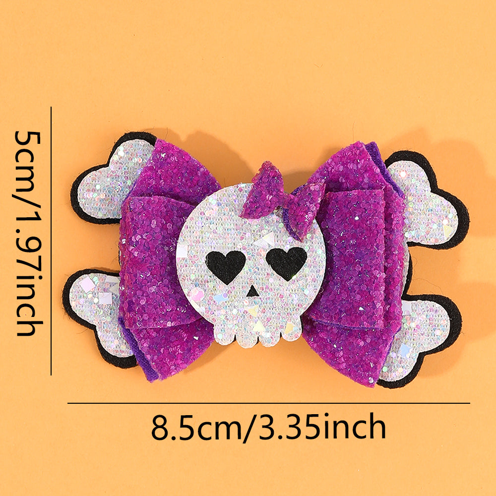 Sparkly Skull Halloween Hair Bow - Set of 2