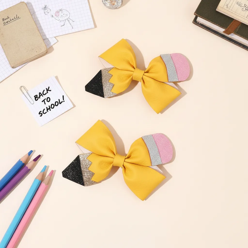 Leather Pencil Hair Clips detail view – stylish kids hair clips by Twisty Locks