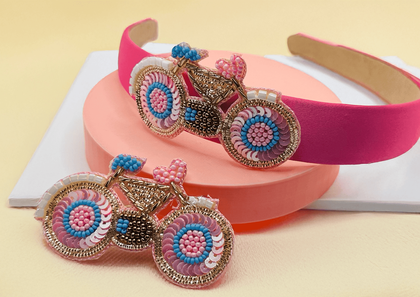 Bicycle Embroidered Hair Clip - Twisty Locks - Kids and Women Hair Accessories, Fashion Clothing and Jewellery India