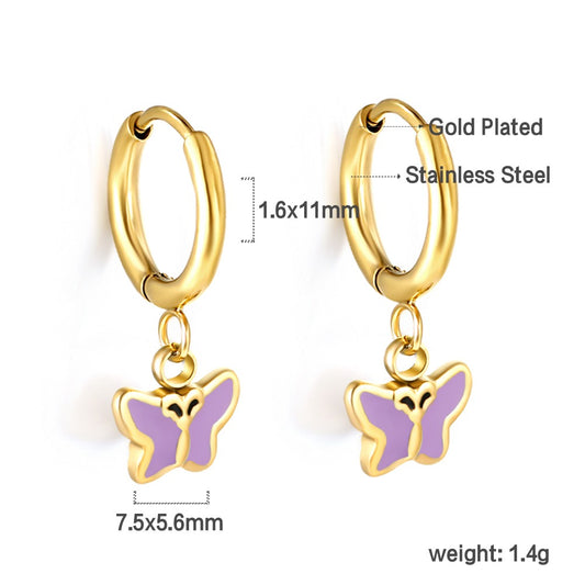 Butterfly Hoops 18K Gold Plated Children's Earrings - Twisty Locks - Kids and Women Hair Accessories, Fashion Clothing and Jewellery India