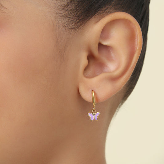 Butterfly Hoops 18K Gold Plated Children's Earrings - Twisty Locks - Kids and Women Hair Accessories, Fashion Clothing and Jewellery India