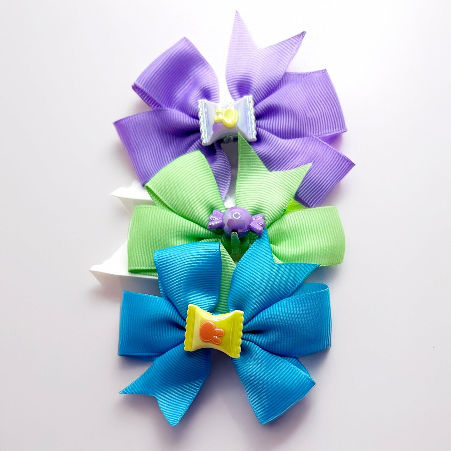 Candy Charms Bow Set – Blue, Green & Lavender Set of 3 - Twisty Locks - Kids and Women Hair Accessories, Fashion Clothing and Jewellery India