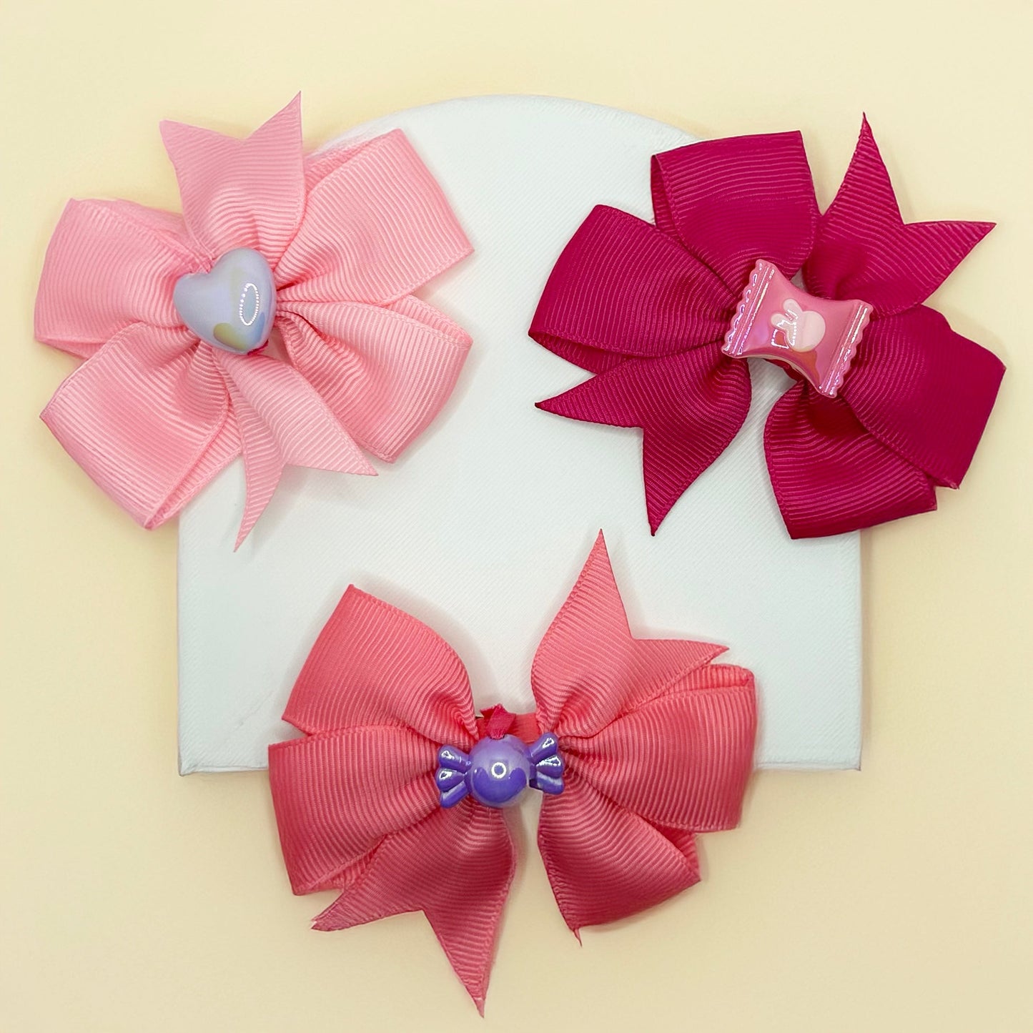 Candy Charms Bow Set – Shades of Pink Set of 3 - Twisty Locks - Kids and Women Hair Accessories, Fashion Clothing and Jewellery India