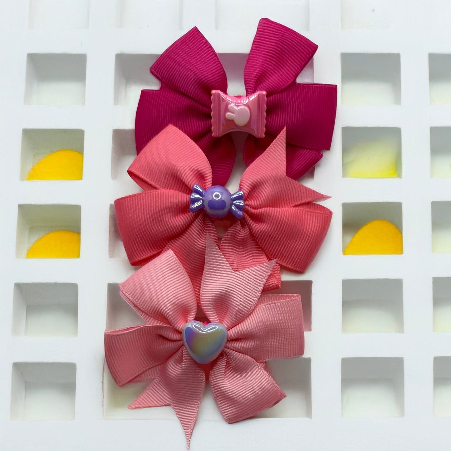 Candy Charms Bow Set – Shades of Pink Set of 3 - Twisty Locks - Kids and Women Hair Accessories, Fashion Clothing and Jewellery India
