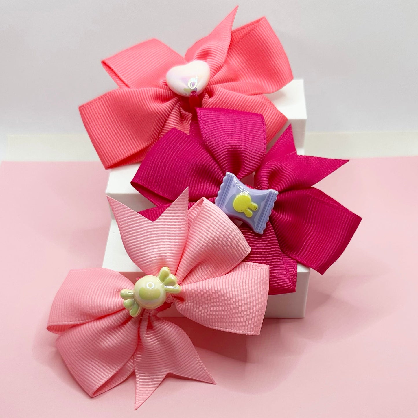 Candy Charms Bow Set – Shades of Pink Set of 3 - Twisty Locks - Kids and Women Hair Accessories, Fashion Clothing and Jewellery India