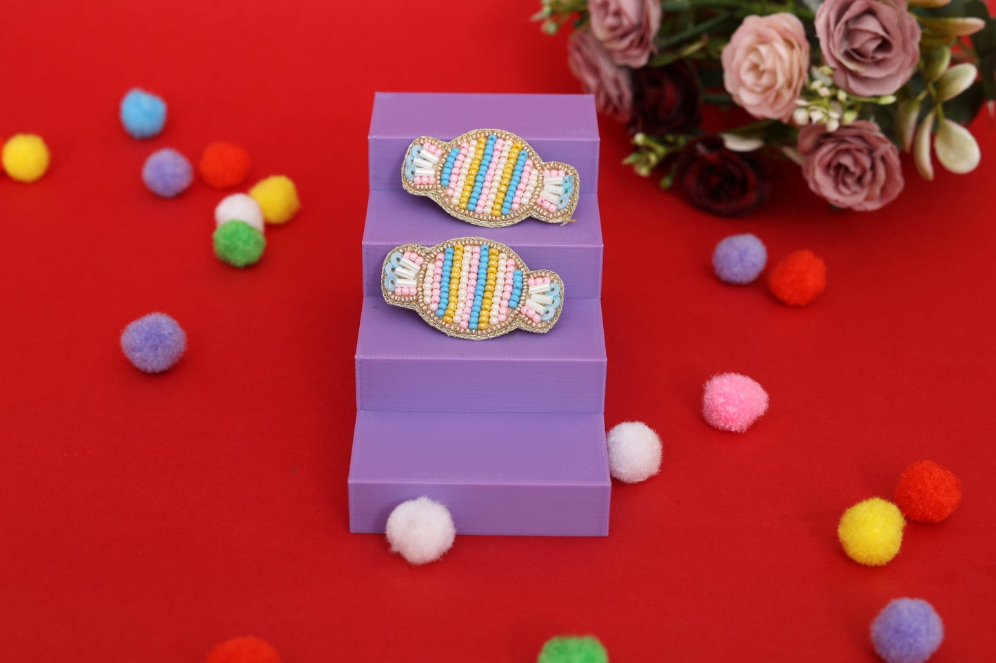 Candy Embroidered Hair Clips Set - Twisty Locks - Kids and Women Hair Accessories, Fashion Clothing and Jewellery India