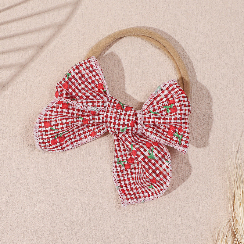 Cherry Gingham Baby Headband