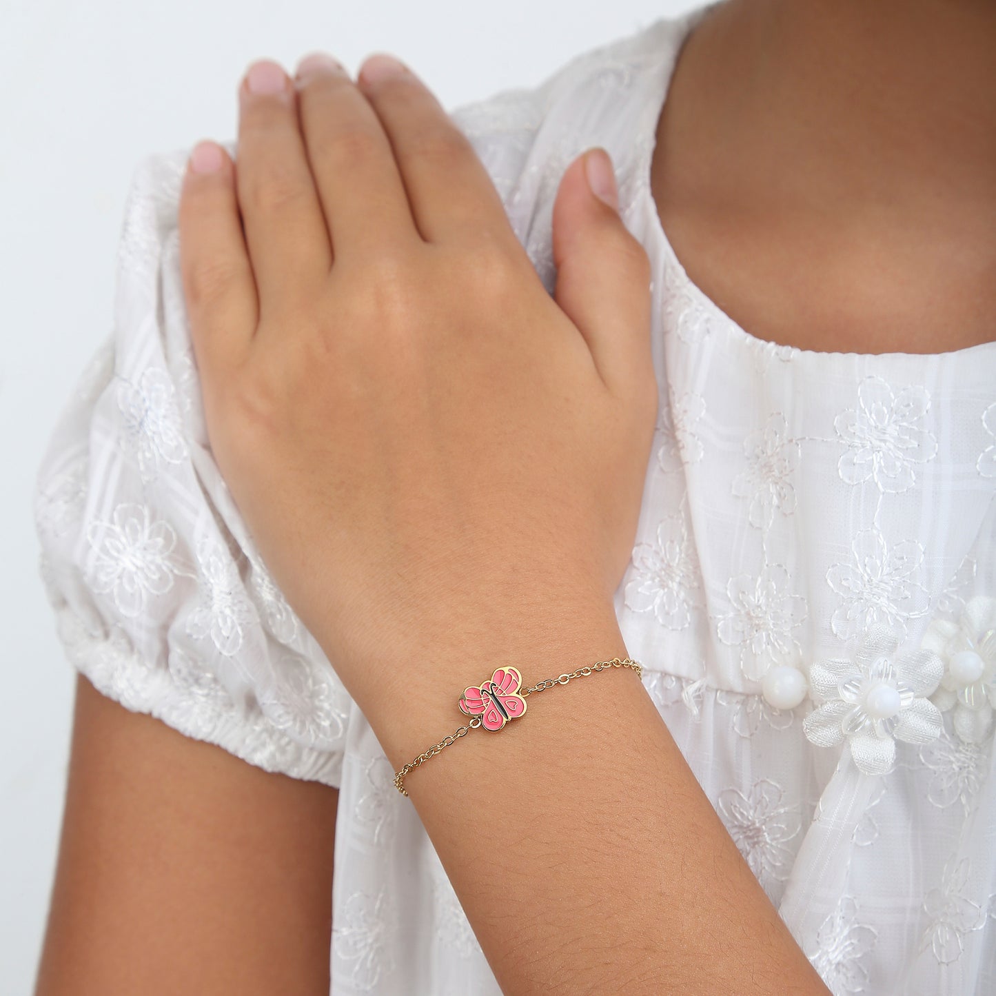 Coral Butterfly bracelet packaging – gift-ready kids jewellery by Twisty Locks