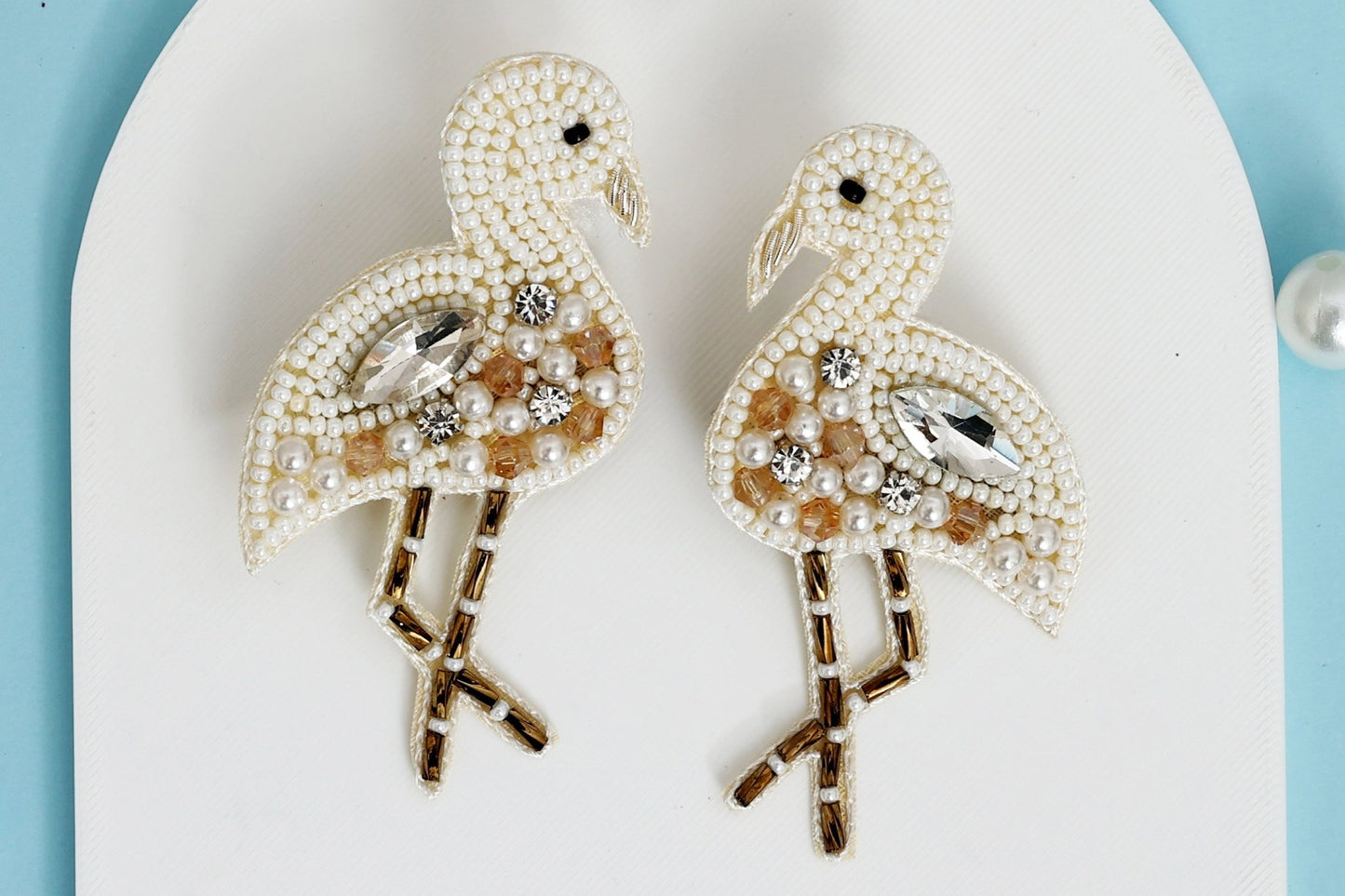 Cream White Flamingo Embroidered Hair Clips Set - Twisty Locks - Kids and Women Hair Accessories, Fashion Clothing and Jewellery India
