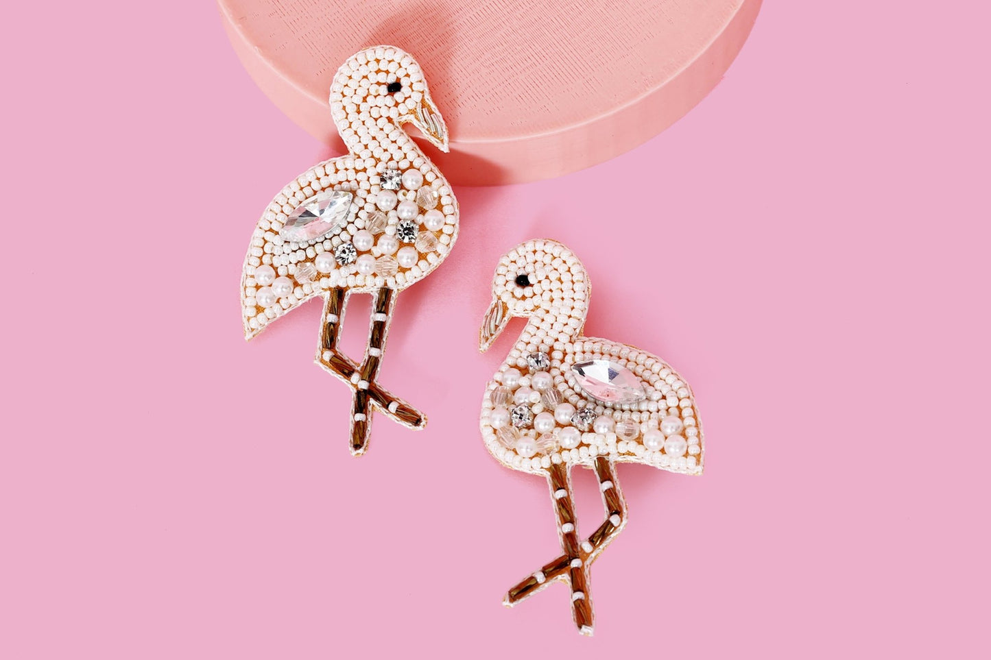 Cream White Flamingo Embroidered Hair Clips Set - Twisty Locks - Kids and Women Hair Accessories, Fashion Clothing and Jewellery India