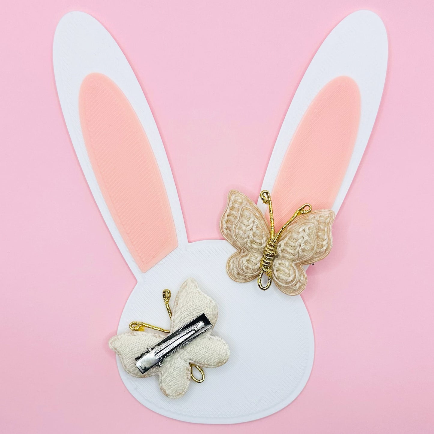 Crochet Butterfly Clips - Beige Set of 2 - Twisty Locks - Kids and Women Hair Accessories, Fashion Clothing and Jewellery India