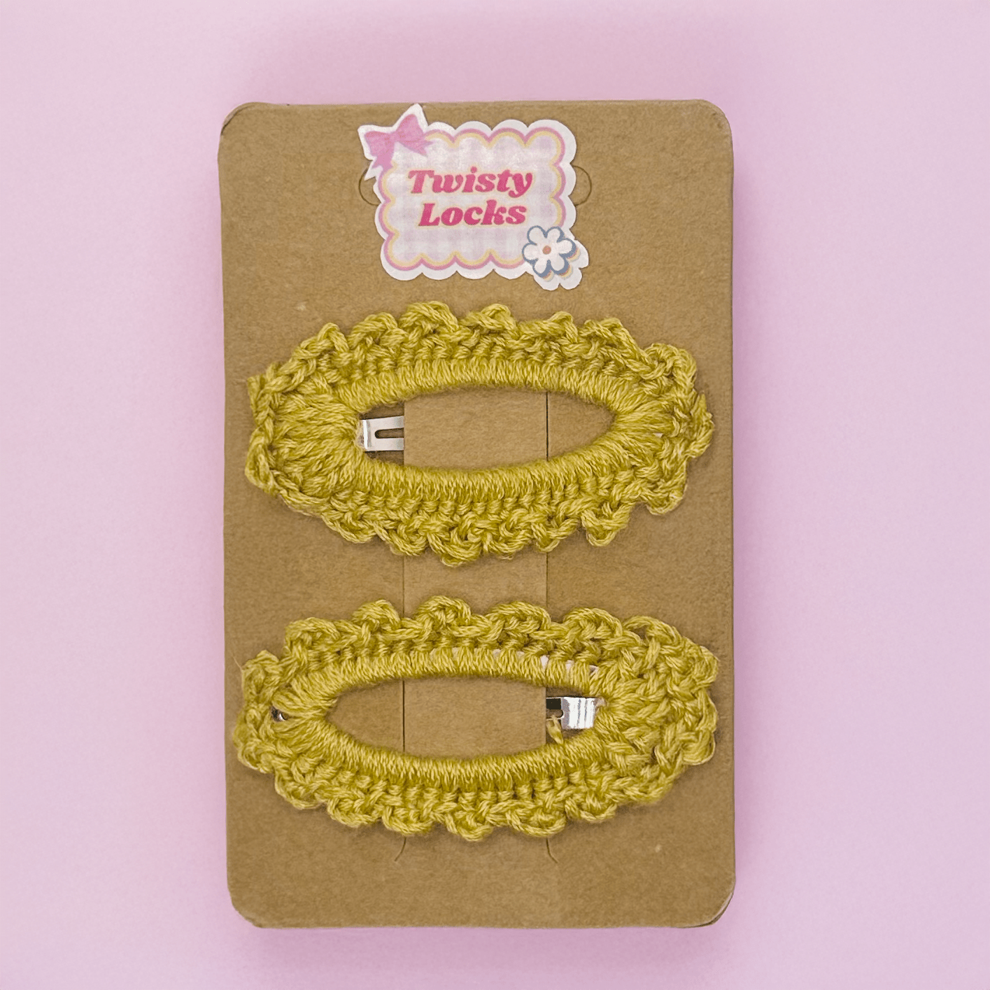 Crochet Tic Tac Pins - Yellow Set of 2 - Twisty Locks - Kids and Women Hair Accessories, Fashion Clothing and Jewellery India