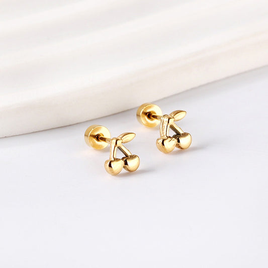 Cute Cherry 18K Gold Plated Children's Earrings - Twisty Locks - Kids and Women Hair Accessories, Fashion Clothing and Jewellery India