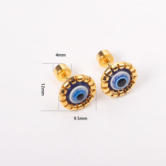 Cute Evil Eye 18K Gold Plated Children's Earrings - Twisty Locks - Kids and Women Hair Accessories, Fashion Clothing and Jewellery India