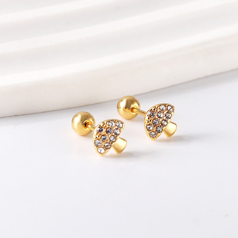 Cute Mushroom 18K Gold Plated Children's Earrings - Twisty Locks - Kids and Women Hair Accessories, Fashion Clothing and Jewellery India