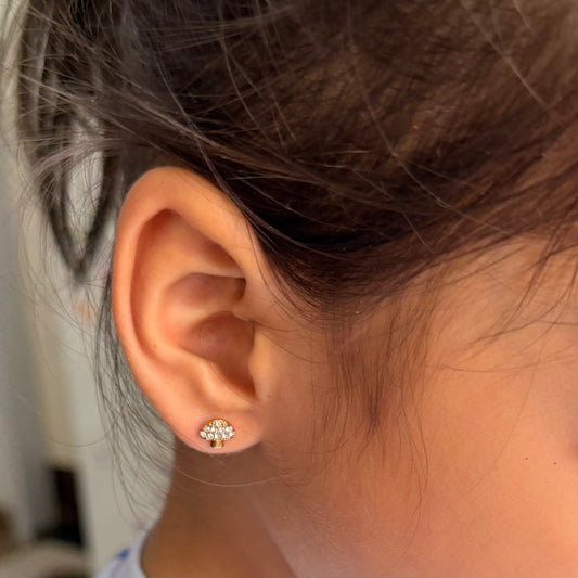 Cute Mushroom 18K Gold Plated Children's Earrings - Twisty Locks - Kids and Women Hair Accessories, Fashion Clothing and Jewellery India