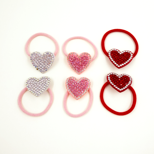 Dazzling Heart Hair Ties Set of 6 - Twisty Locks - Kids and Women Hair Accessories, Fashion Clothing and Jewellery India