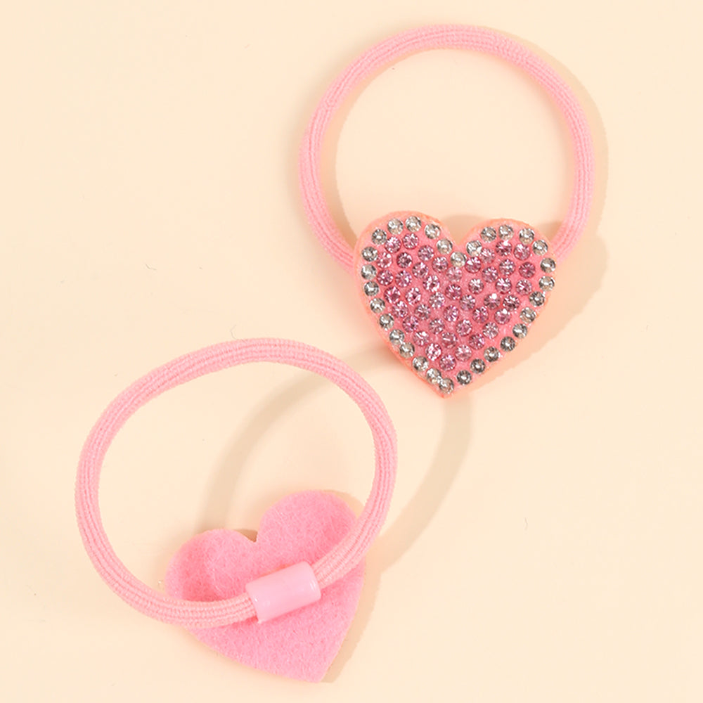 Dazzling Heart Hair Ties Set of 6 - Twisty Locks - Kids and Women Hair Accessories, Fashion Clothing and Jewellery India