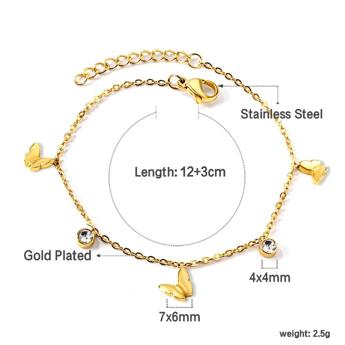 Diamond Butterfly bracelet flat lay – 18K gold plated kids jewellery by Twisty Locks