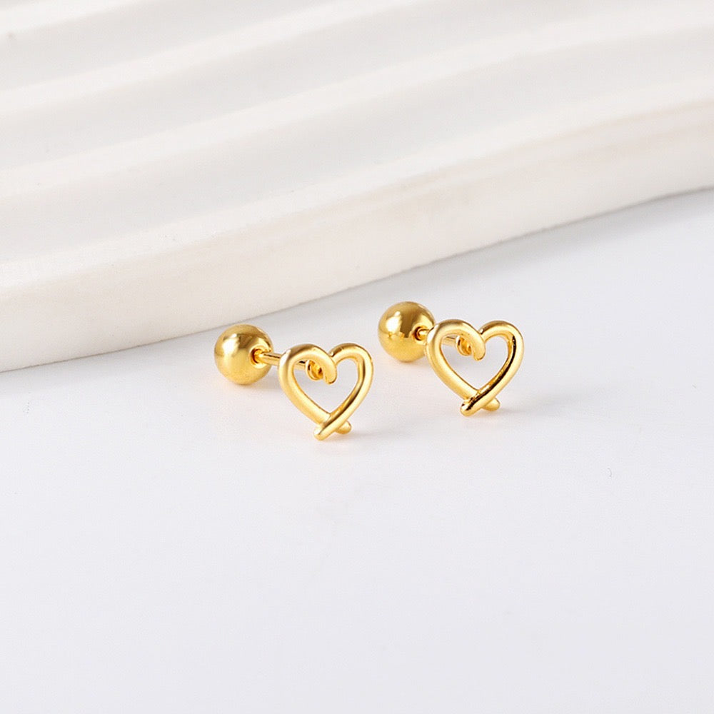 Heart Knot 18K Gold Plated Children's Earrings - Twisty Locks - Kids and Women Hair Accessories, Fashion Clothing and Jewellery India