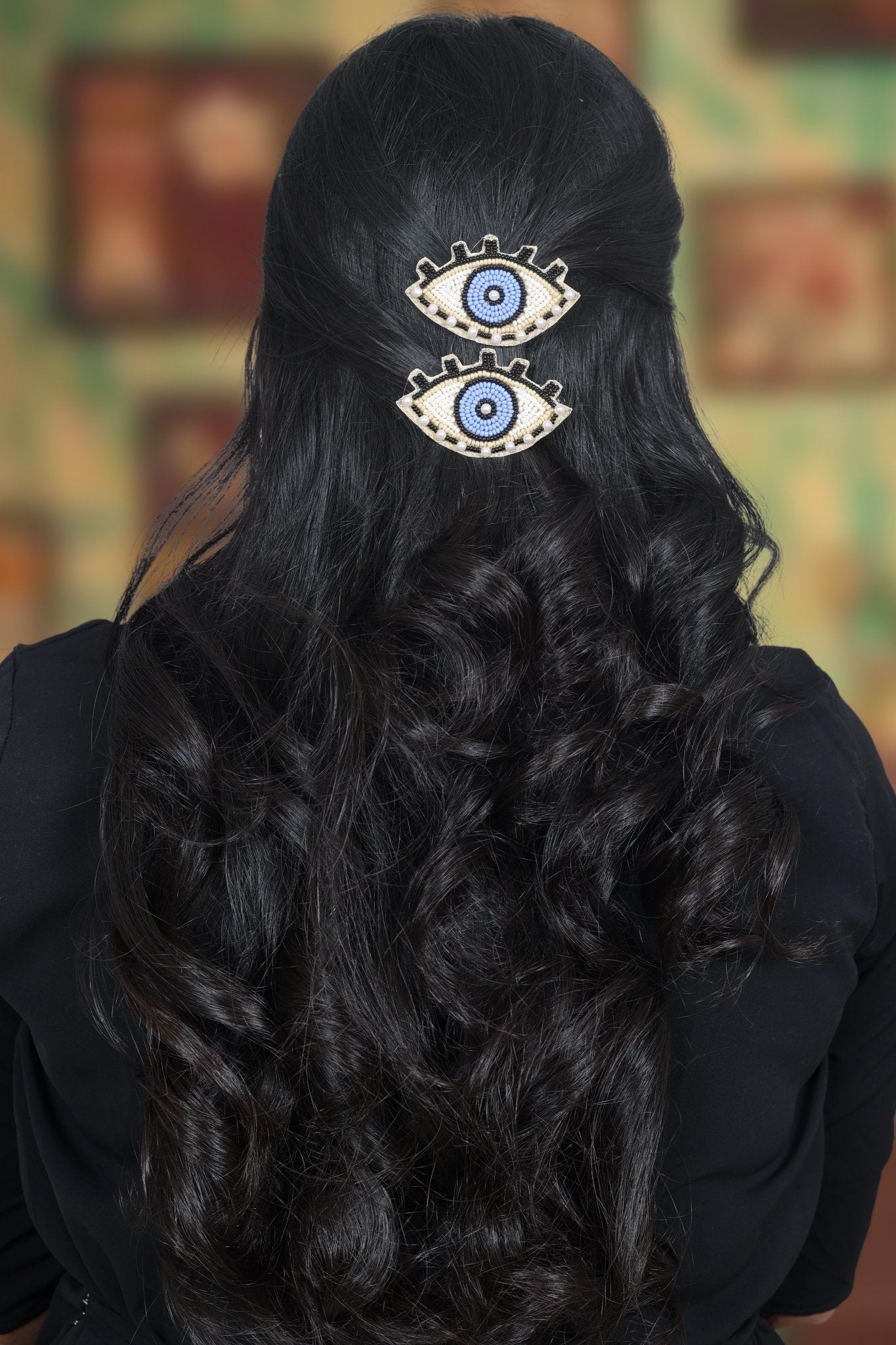 Evil Eye Embroidered Hair Clips Set - Twisty Locks - Kids and Women Hair Accessories, Fashion Clothing and Jewellery India