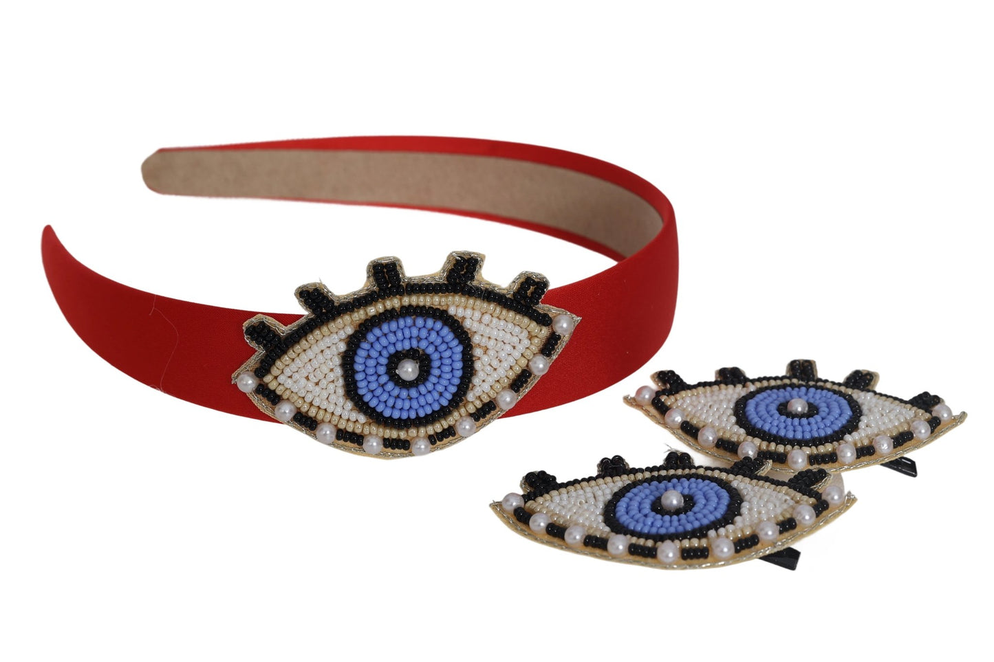 Evil Eye Embroidered Hair Clips Set - Twisty Locks - Kids and Women Hair Accessories, Fashion Clothing and Jewellery India