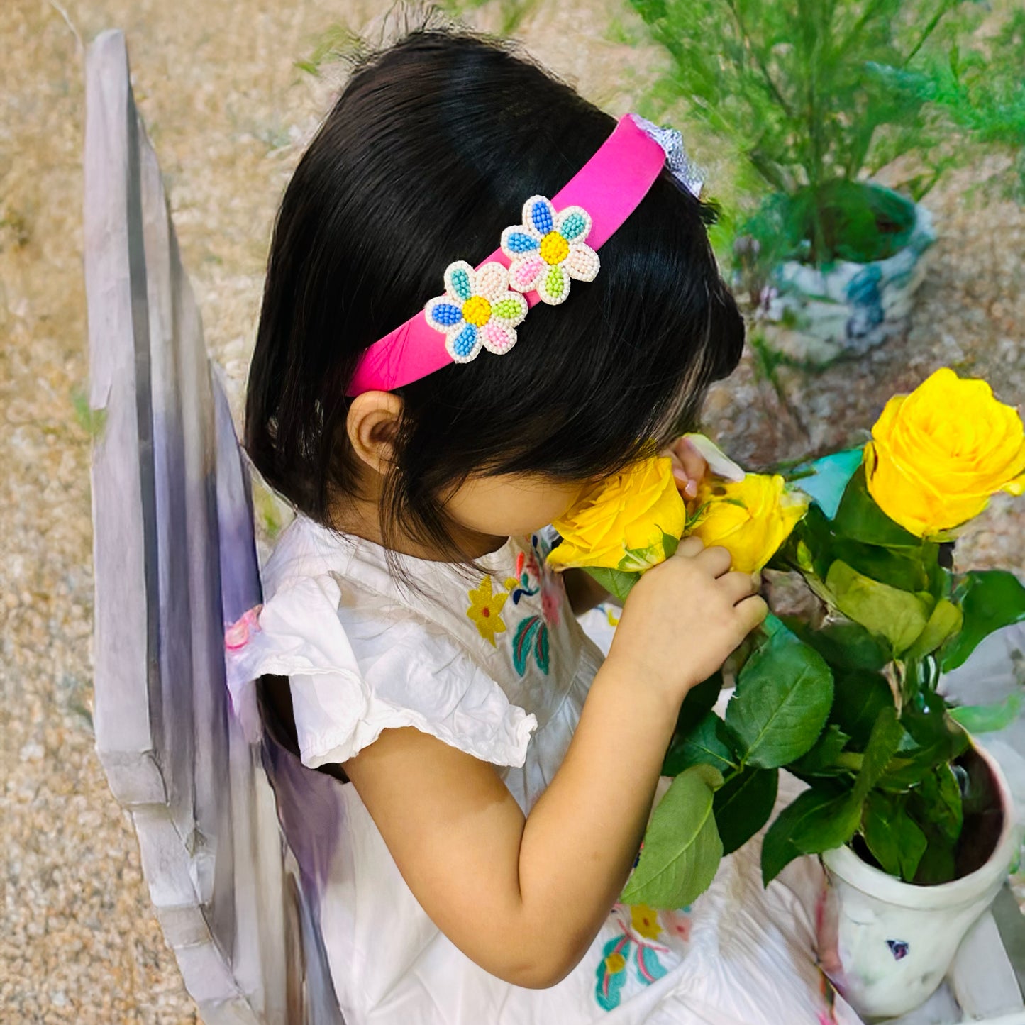 Floral Delight Pink Hairband - Twisty Locks - Kids and Women Hair Accessories, Fashion Clothing and Jewellery India