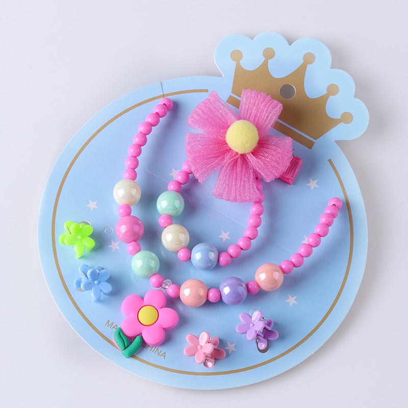 Flower Beaded Jewellery and Hair Clips Set- Pack of 7 - Twisty Locks - Kids and Women Hair Accessories, Fashion Clothing and Jewellery India