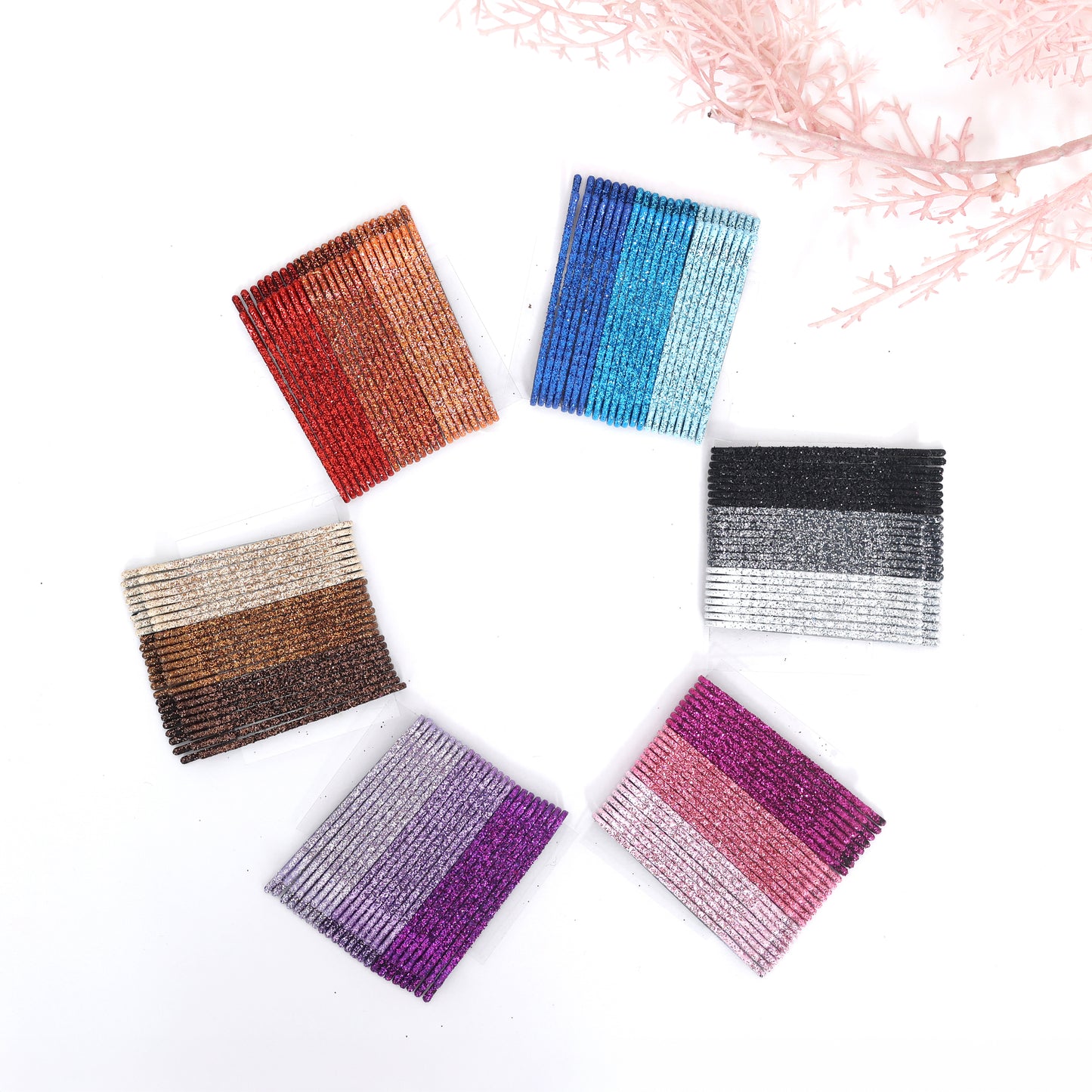 Glittery Bobby Pins - Set of 24 - Mauve, Lavender and Purple - Twisty Locks - Kids and Women Hair Accessories, Fashion Clothing and Jewellery India