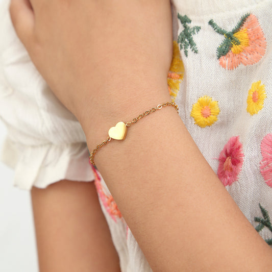 Gold Heart 18K gold bracelet – main product shot on white by Twisty Locks
