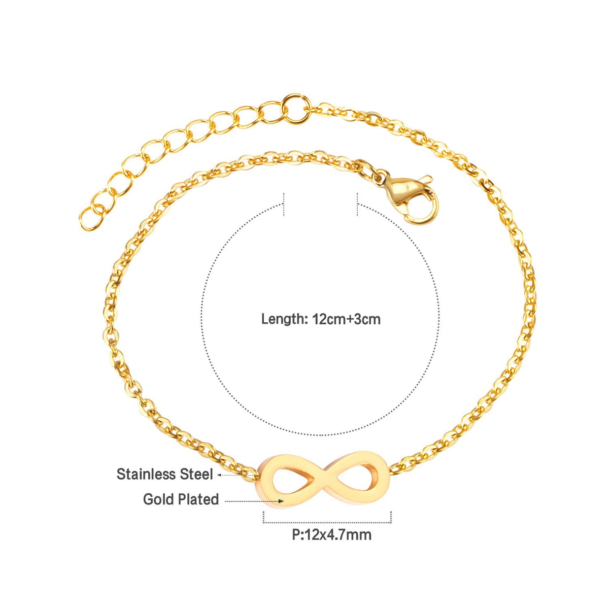 Gold Infinity bracelet flat lay – 18K gold plated kids jewellery by Twisty Locks