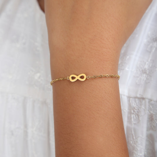 Gold Infinity 18K gold bracelet – main product shot on white by Twisty Locks