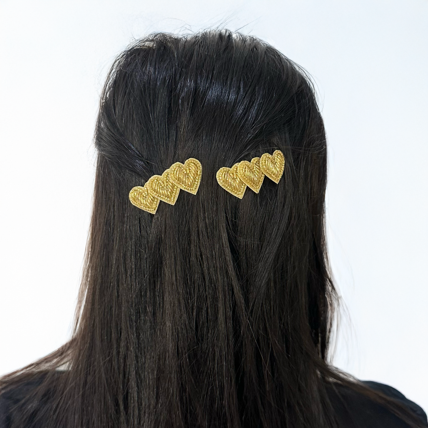 Golden Heart Clips - Set of 2 - Twisty Locks - Kids and Women Hair Accessories, Fashion Clothing and Jewellery India