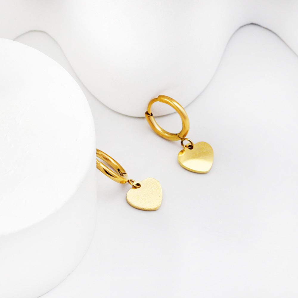 Heart Hoops gold earrings side angle – poke free kids jewellery by Twisty Locks