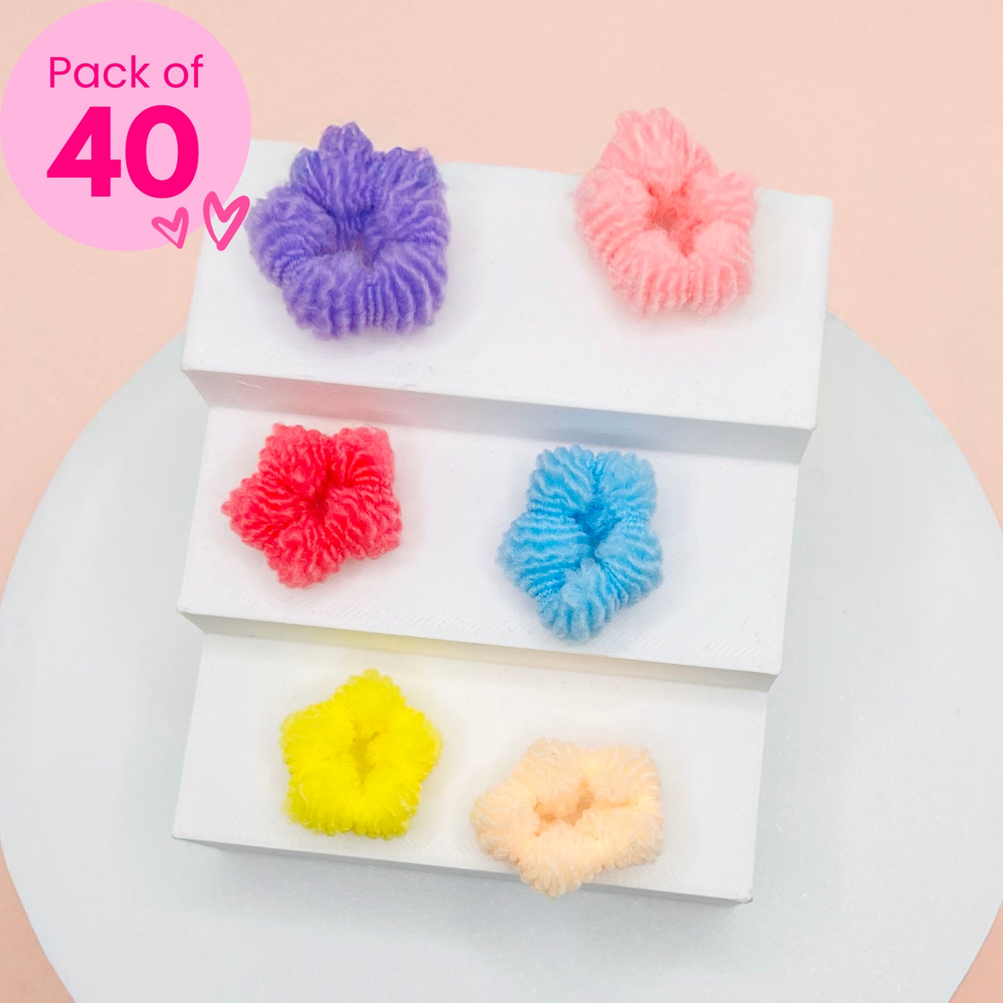 40pcs Plush Light Hair Ties (With Pouch)