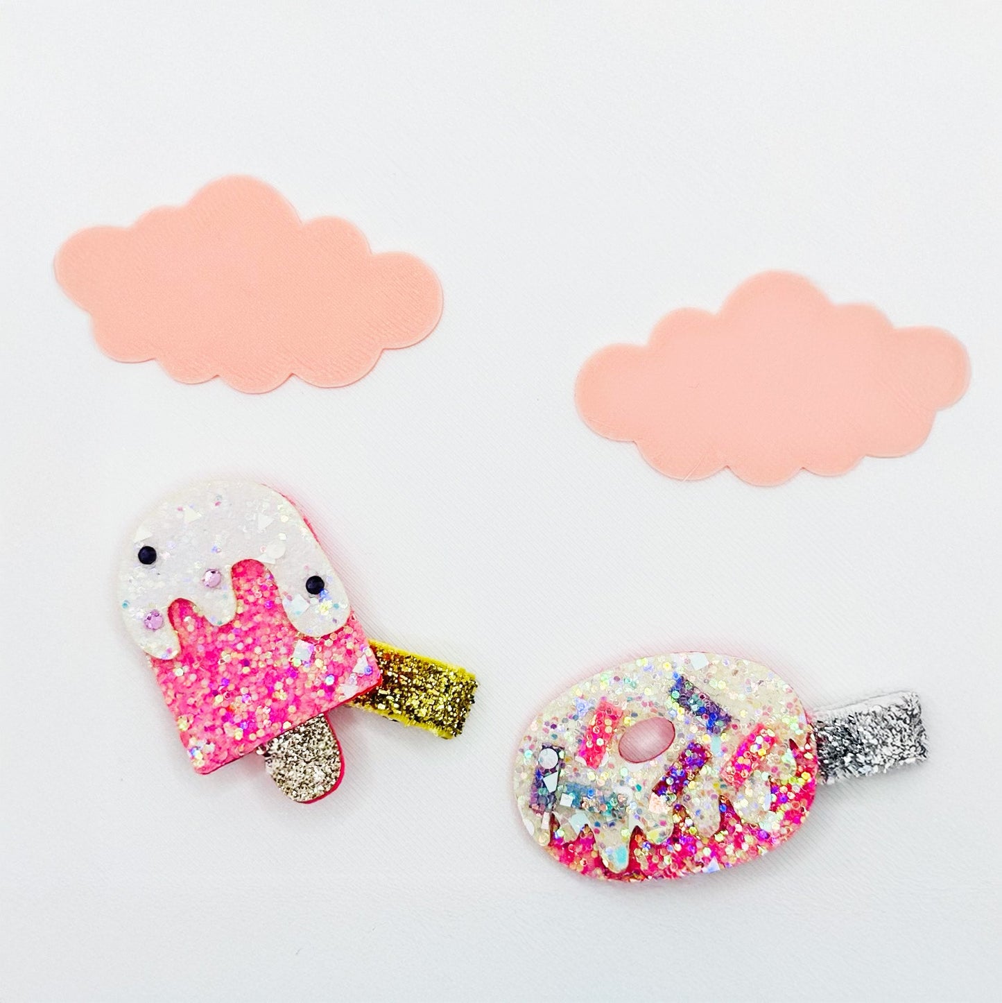 Ice Lolly & Donut Sparkle Clips - Set of 2 - Twisty Locks - Kids and Women Hair Accessories, Fashion Clothing and Jewellery India