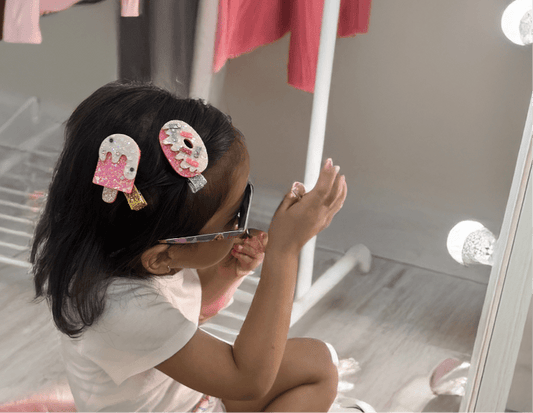 Ice Lolly & Donut Sparkle Clips - Set of 2 - Twisty Locks - Kids and Women Hair Accessories, Fashion Clothing and Jewellery India