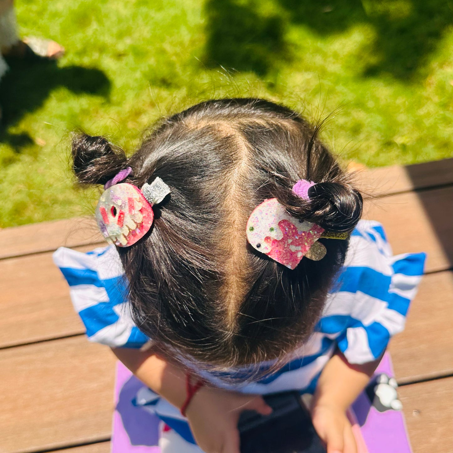 Ice Lolly & Donut Sparkle Clips - Set of 2 - Twisty Locks - Kids and Women Hair Accessories, Fashion Clothing and Jewellery India