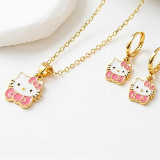 Kitty 3 Pc Jewellery Set - Twisty Locks - Kids and Women Hair Accessories, Fashion Clothing and Jewellery India