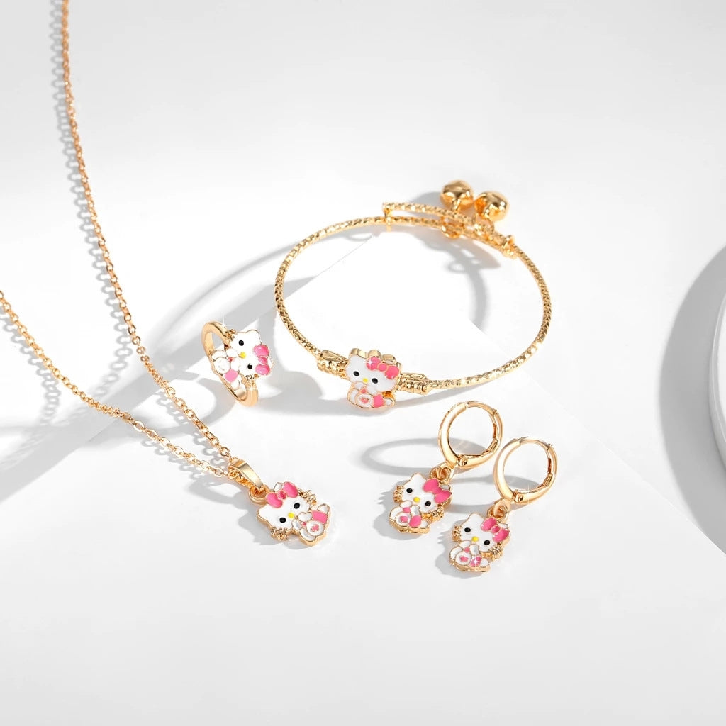 Kitty Jewellery Set- Pink - Twisty Locks - Kids and Women Hair Accessories, Fashion Clothing and Jewellery India