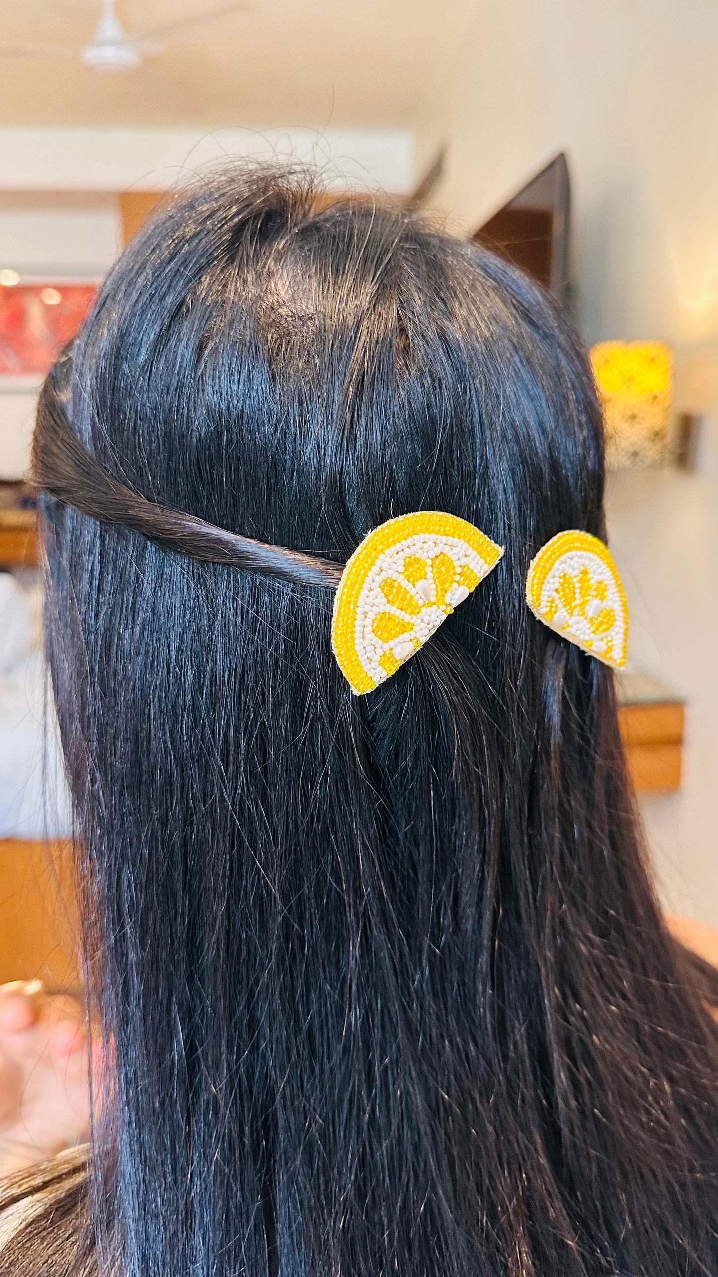Lemon Embroidered Hair Clips Set - Twisty Locks - Kids and Women Hair Accessories, Fashion Clothing and Jewellery India